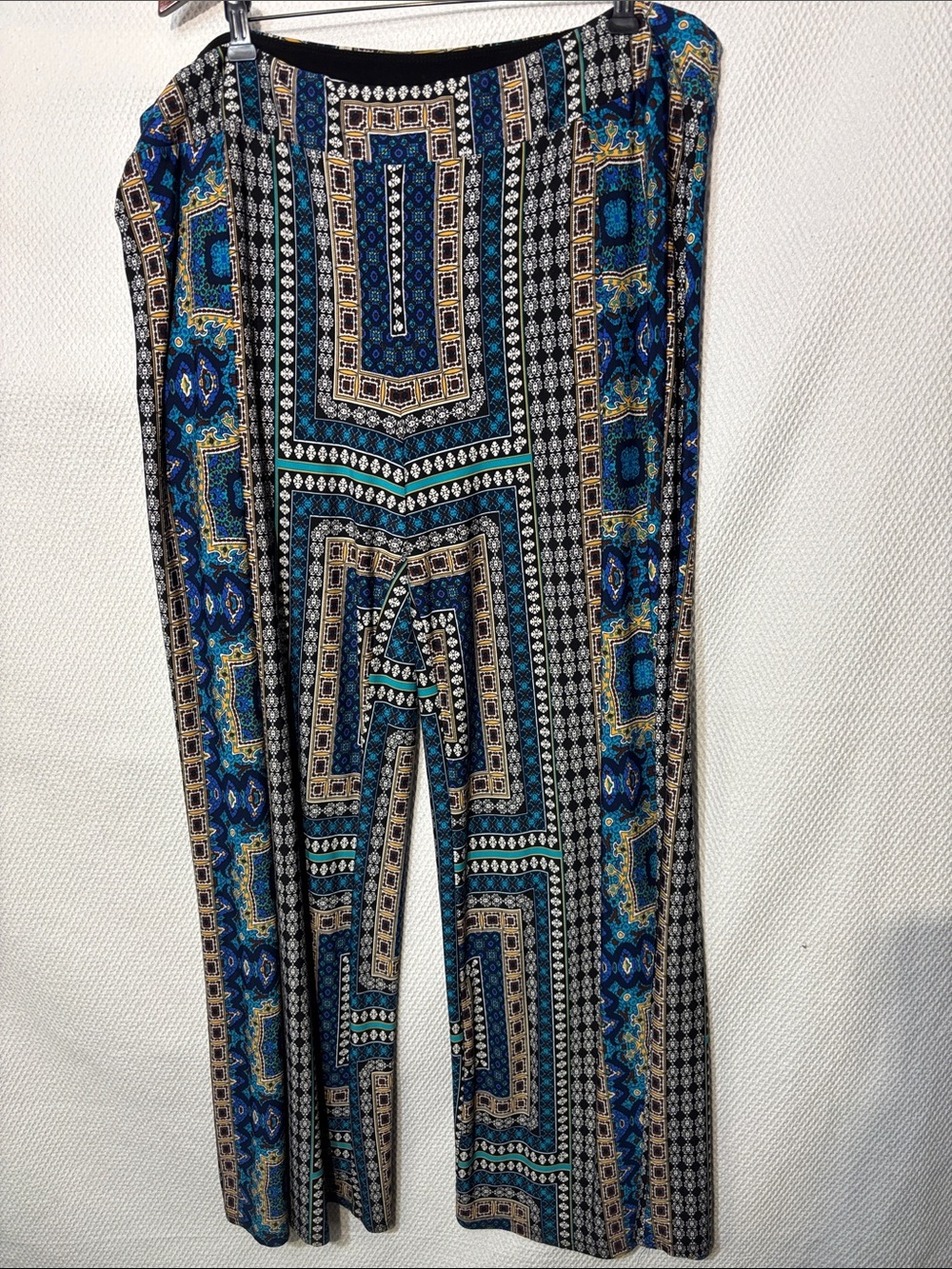 Joseph Ribkoff Sz 20 Geometric Print Pull On Wide Leg Hersey Knit Pants